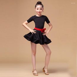 Stage Wear Short Sleeves Latin Dance Dress Children Professial Ballroom Dresses Kids Salsa Rumba Cha Samba Tango