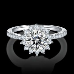 Cluster Rings 1ct 6 5mm D Color Lab Grown Moissanite Engagement Ring 925 Sterling Silver For Women with Certificate Can Pass The T2549