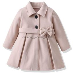 Women's Wool Blends New Baby Girls Woolen Jacket Coat Kids Winter Outerwear Clothes Children Spring Autumn Mid-length Windbreaker for 2-6 Years WearL230918