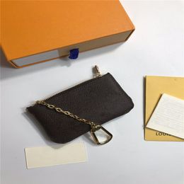 Key bag fashion men's and women's key ring credit card clip Coin Purse luxury Mini Wallet charm brown flower letter coin231d