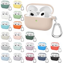 Earphone Accessories Liquid Silicone Cases For Apple New 3 case Wireless Bluetooth earphone Case With Hook Air Pods cover 230918