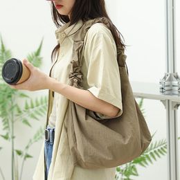 Evening Bags Casual Drawstring Tote Ins Small Fresh Pleated Shoulder Bag Fashion Nylon Crossbody