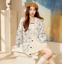 Designer Women Coat MLB Top Quality Fashion Luxury Counter Stock Authentic Korean MLB And Couple Full Print Diamond Old Flower V-Neck Cardigan Sweater Autumn FU8V