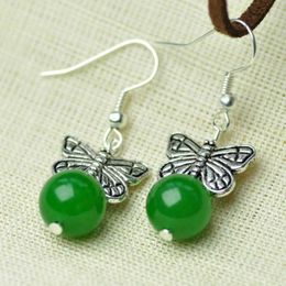 Dangle Earrings Natural Chrysoprase Tibetan Silver Butterfly Eardrop Diy Beautiful Hook Halloween Freshwater Gift Wedding Mother's Day