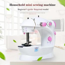 Portable Electric Sewing Machine Pink Mini Handheld Useful ABS Sewing Machine Small Single Needle Home Desktop Automatic293I