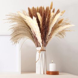 Decorative Flowers 90Pcs Dried Pampas Decor Natural Brown & White Pompous Grass Tails Wheat Reed Boho Home Wedding Flower Arrangement