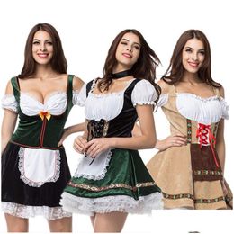 Tematdräkt tyska Oktoberfest Halloween kostymer ölflicka klänning plus storlek bar maid klänningar kvinnor cosplay kläder 5 stilar släpp dhsvt