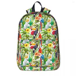 Backpack Tropical Parrot Cockatoo And Toucan Rainforest Student Book Bag Shoulder Laptop Rucksack Travel Children