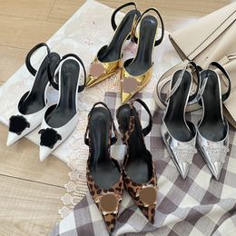 high heel for woman high heel designer gold heel woman shoe leopard print shoe Wedding Dress shoes womens sandal black heels sandalias 7cm with box size 35-42 Women US11
