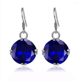Dangle Earrings Blue Fashion For Women 2023 Statement Sapphire Long Drop Earring Round Gemstone Jewellery Fine Pendientes