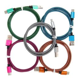 Fabric 1m 2m 3m Braided Micro USB Type C Cable Fast Charging Sync Data Line Cord For Huawei Samsung Android Phone