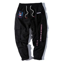 Men Joggers Hip Hop Harem Streetwear Pants Ribbons Letter Embroidery Casual Trousers Popular Pink Cargo Pants323o