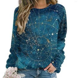 Women's Hoodies Night Symbol Print Casual Ladies Star Map City Lights Aesthetic Design Hoodie Long-Sleeve Classic Oversized Sweatshirts