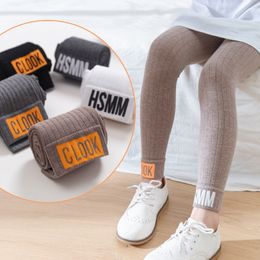 Trousers 3 10 Year Girl Stretch Leggings Letters Baby Kids Autumn Clothes Pants Toddler Child Soft Knitted 230918