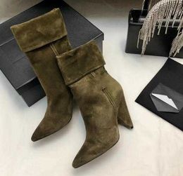 pointy tapered heel boots popular in autumn and winter medium pipe daily thin short boots