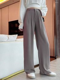 Women's Pants Women Chic Office Wear Straight Casual High Waist Lady Floor-Length Trousers Korean 2023 Spring Summer Wide Leg Suit
