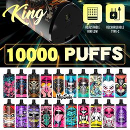 Disposable Vapes 10000 9000 Puff Vapsolo King Electronic Cigarettes desechable 2% 5% Nic 10K 9k Puffs Pod Mesh Coil Air Flow Control 20 Flavors Rechargeable Shisha