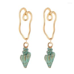 Dangle Earrings Fashion Colourful Conch Drop For Women Irregular Gold Colour Metal Shell Summer Jewellery 2023 Gift Bijoux