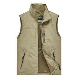 Men's Vests Men's Vests Mens Jacket Sleeveless Vest Spring Summer Autumn Casual Travels Hiking Work Vest Multi-pockets Vest Waistcoat 5XL 230918