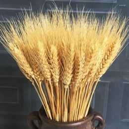 Decorative Flowers 50Pcs Real Wheat Ear Natural Dried Christmas Decorations 2023 Wedding Gifts For Guests Bridal Bouquet Autumn