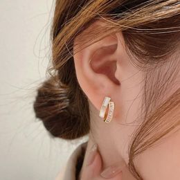 Stud Earrings Trendy Shell Double-layer Creative Luxury CZ Zircon Niche Women's Simple Statement Jewellery Gift Wholesale
