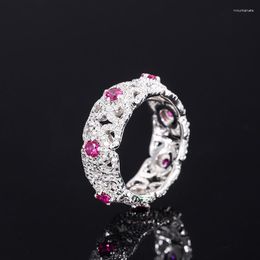 Necklace Earrings Set Live Broadcast S925 Full Body Silver Tiktok Simulation Red Treasure Diamond Luxury Ring