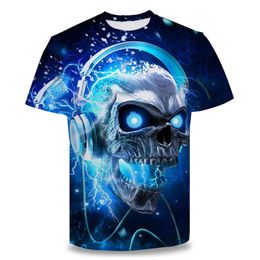 DIY T-Shirt 3D Fashion Skeleton Printing Short Sleeve Round Neck T-shirt Top European and American Foreign Trade Summer Casual