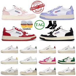 New Autrys Women Medalist Low Leather Designer Shoes White Black Gold Triple Red Sier Pink Azure Blue Green Lilac Navy Mens Womens Casual Sneakers Trainers