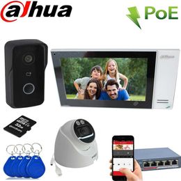 Doorbells Dahua DH-VTO2111D-P-S2 VTH2421FW-P IPC-HDW2439T-AS-LED-S IR POE Video Intercom camera kit IP Villa Door Station Outdoor Control HKD230918