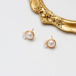 Stud Earrings S925 Silver Ear Needle Minimalist Natural Irregular Pearl With ECO Metal14k Gold Jewellery For Women HYACINTH