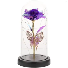 Decorative Flowers Preserved Flower Decor Rose Valentine's Day Gift Choice Glass Dome Romantic Adorn