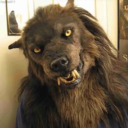 Costume Accessories Werewolf Cosplay Headwear Costume Mask Simulation Wolf Mask for Adults/children Halloween Party Cosply Wolf Full Face Cover X0803 L230918