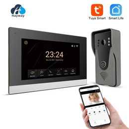 Doorbells Tuya Smart Home Video Intercom System 7 Inches Touch Screen WiFi Door Entry Phone Access with 1080P 110 Wired Doorbell Camera HKD230918