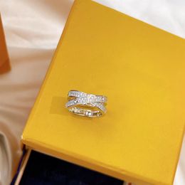 LW diamond rings for women 925 silver rings Platinum plating designer Inlaid zircon luxury brand designer couple classic style wed293U