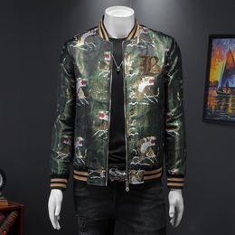 mens jacket 2023 spring and autumn new jacquard embroidery tide stand collar handsome baseball uniform top S-4XL257U