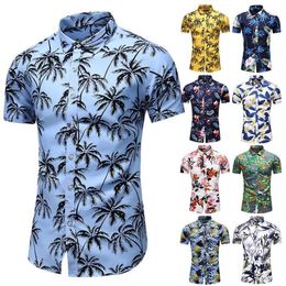 2020 US New Hawaiian Shirt Mens Flower Beach Aloha Party Casual Holiday Short Sleeve1301t