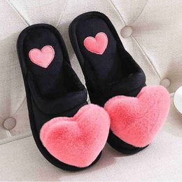 Slippers Slippers For Women Autumn Winter Indoor Warmth And Plush Large Love Flat Bottomed Cotton Slippers Zapatos Para Mujeres x0916