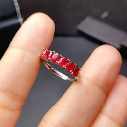 Solitaire Ring Elegant Silver Ruby for Girl 3 Mm * 4mm Natural Myanmar 925 Sterling Romantic Gift Girlfriend 230918