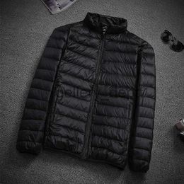 Men's Down Parkas New Lightweight Down Padded Jacket Men Stand-Up Collar Hooded Short Slim-Fit Thin Casual Jacket Large Size Men Brand Broken J230918