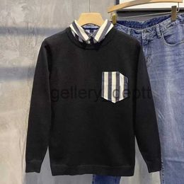 Mens Sweaters Autumn Winter Holiday TwoPieceS hirtC ollarK nitwearK oreanV ersionS impleV intageS kinnyL ongSleevedBo ttomingWa rmPa tchPo cketTh inS J230918