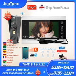 Doorbells JeaTone Tuya Smart Home Video Intercom System 7 Inches Wireless WiFi Video Door Phone with 720P/AHD 110 Wired Doorbell Camera HKD230918