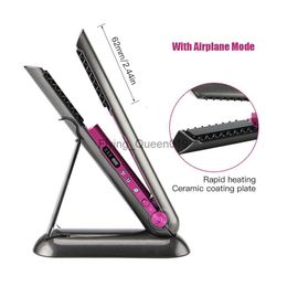 Hair Curlers Straighteners Flat Iron Mini 2 IN 1 Roller USB 4800mah Wireless Straightener with Charging Base Portable Cordless Curler Dry and Wet Uses 0918