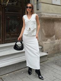 Work Dresses White Elegant Skirts Suits Women Two Pieces Blazer Office Sets Notched Blouses And Straight Outfits 2023