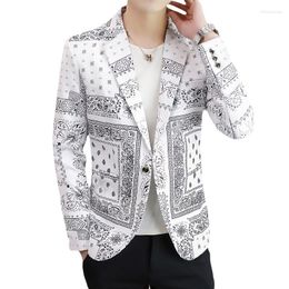 Men's Suits Prom Blazer Mens Flowers Design Contrast Collar Dress Dinner Homme Slim Fit Suit Coat Jacket Plus Size 3XL