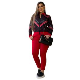 Women Tracksuits Jogging Suit print Jackets Sweatpants Suits 2 piece sets Lady Outfits Long Sleeve Sweatsuits sportswearTwo-piece Set Casual Training Suits