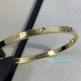 XIS diamonds Love bangle narrow version bracelet gold Au 750 18 K never fade 16-19 size with box official replica top quality luxu3546