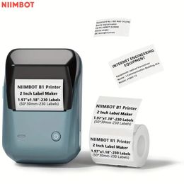 (Free Label) NIIMBOT B1 Label Printer Thermal BT Multifunctional Small Waterproof Maker Machine 25-50mm Wide Hold Portable