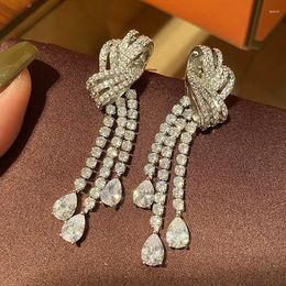 Dangle Earrings High Quality Zircon Bridal Cubic Zirconia Wedding Drop Earring For Brides Accessories Women Party Evening Dress Jewellery