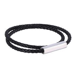 Stainless Steel Magnet Buckle Leather Bracelet Couple Fashion Bracelet Leather Rope Bracelet 4mm Leather Rope Bracelet