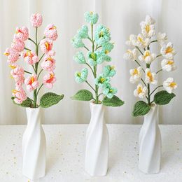 Decorative Flowers 30CM Crocheted Lilac Branch Artificial Home Decor Simulation Flores White Room Decoration Mariage Wedding Arrangements